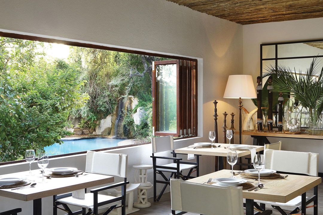 dining area with a view of Londolozi tree camp
