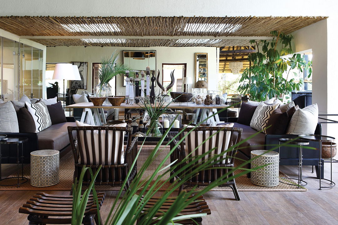 main guest seating area of Tree camp at Londolozi