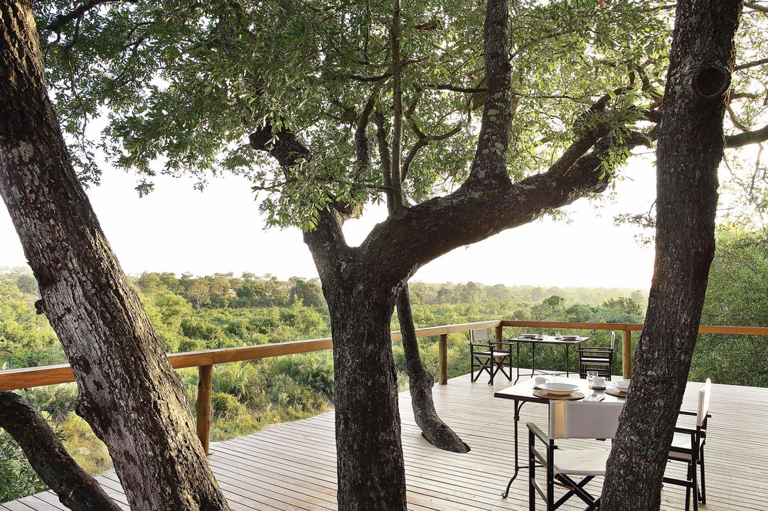 viewing deck with tables of Londolozi Tree camp
