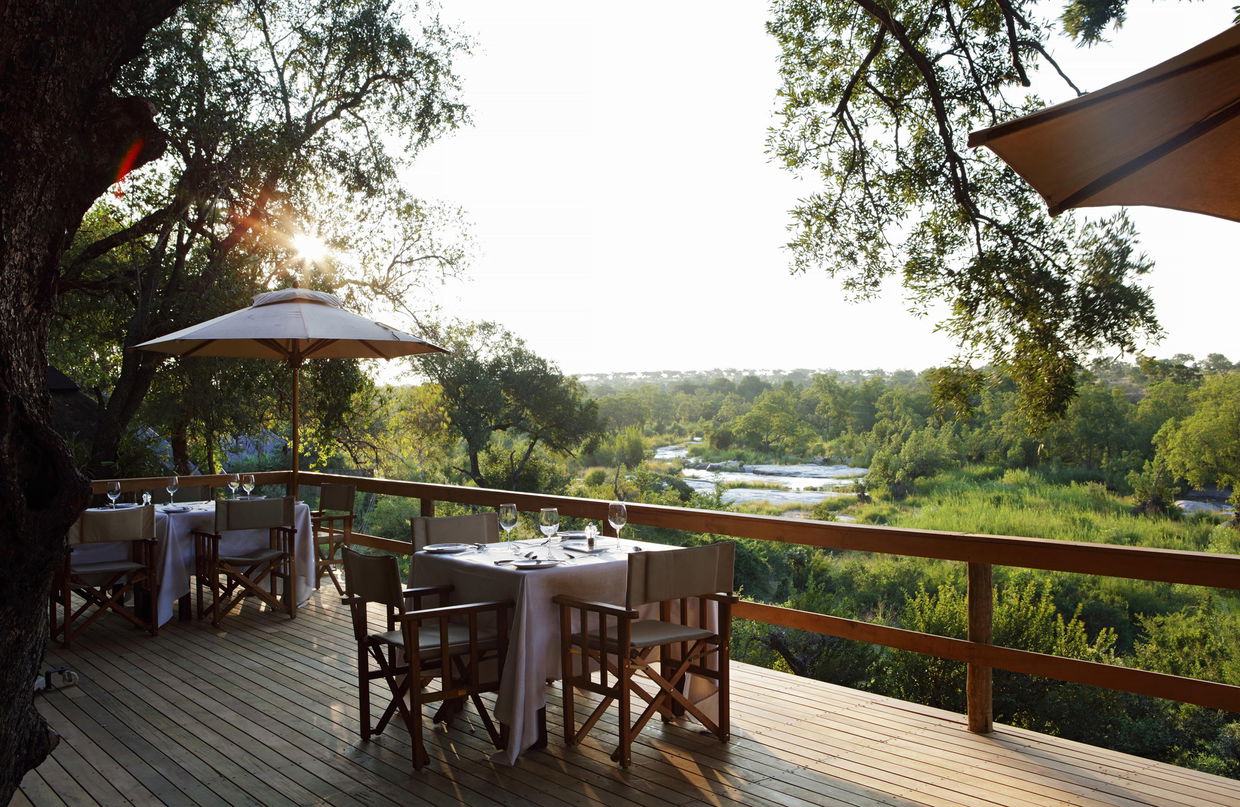view of the river below from viewing deck of Varty Camp Londolozi