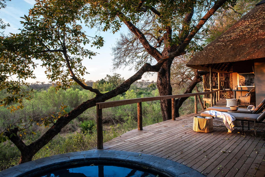 deck and pool by chalet of Varty Camp Londolozi Game Reserve