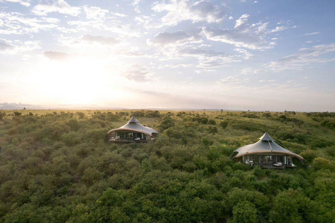 semi aerial view of the tented suites at Mahali Mzuri Kenya Masai Mara