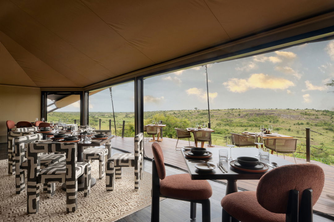 view of deck from lounge of Mahali Mzuri Kenya Masai Mara