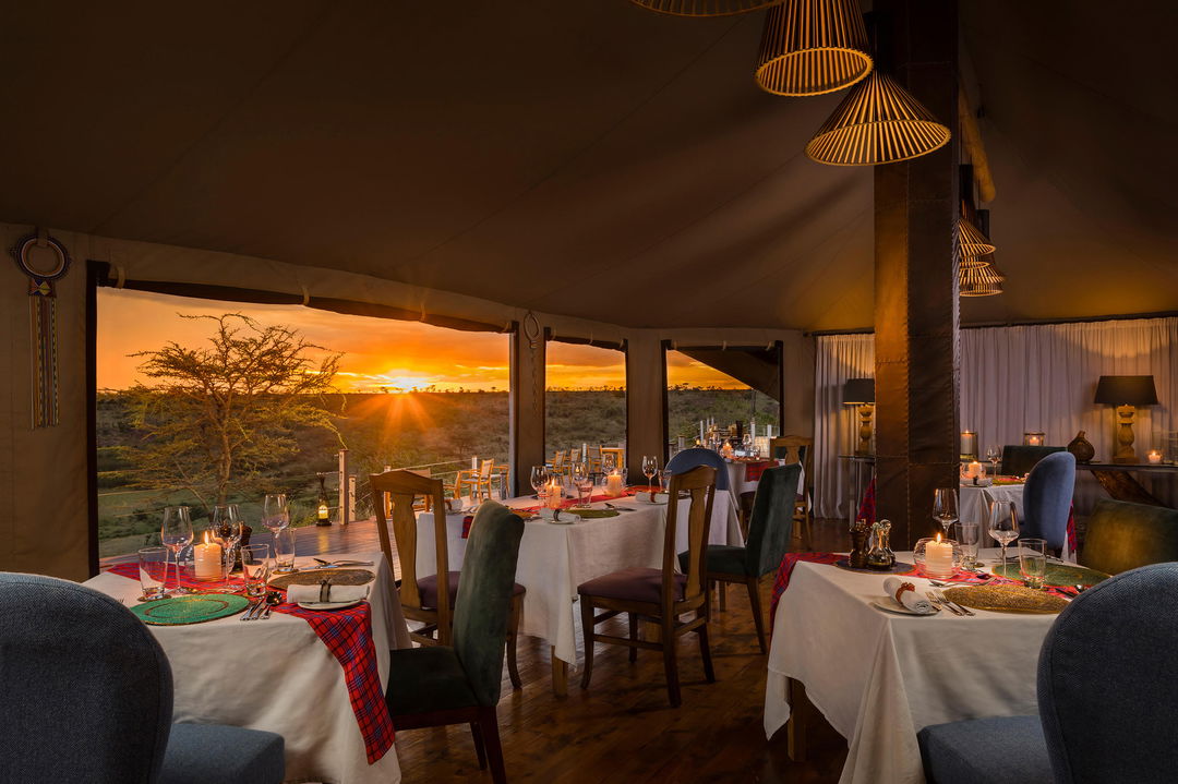 inside the dining area of Mahali Mzuri Kenya Masai Mara