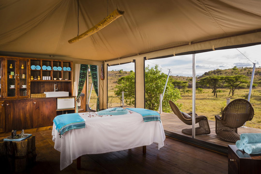 message table in the Nasarro spa of Mahali Mzuri Kenya Masai Mara