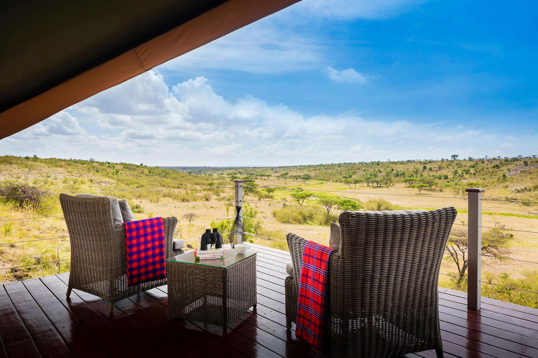 chairs on viewing deck of suite at Mahali Mzuri Kenya Masai Mara