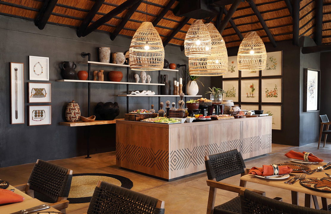 dining area set for guests at MalaMala Main Game lodge