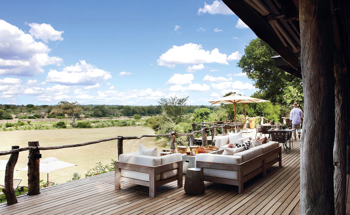 viewing deck with loungers at Sable Camp MalaMala Game Reserve