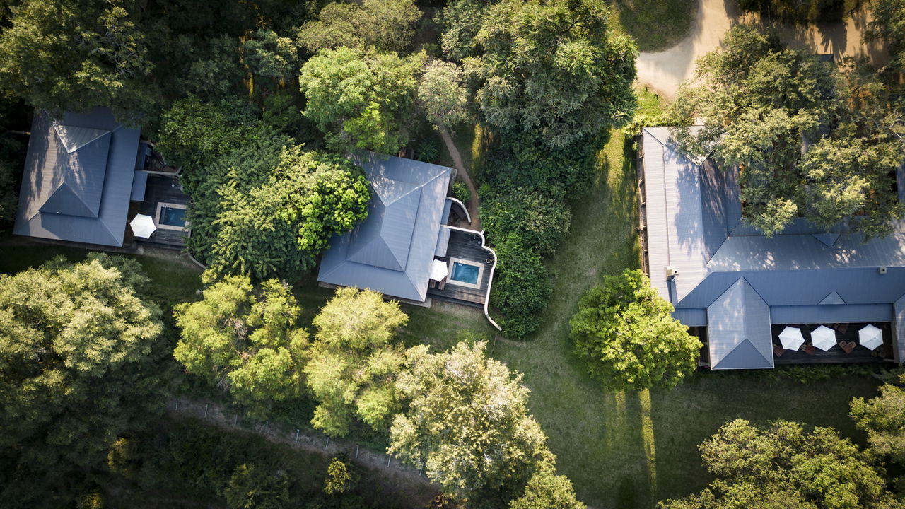 aerial view of suites at Rattrays camp MalaMala game Reserve