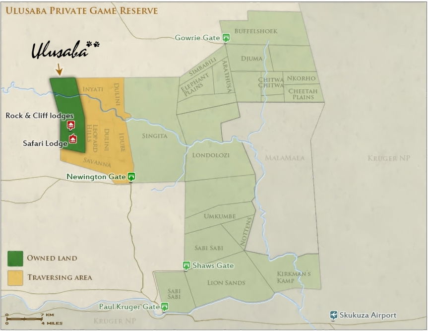 map showing the location of ulusaba lodges