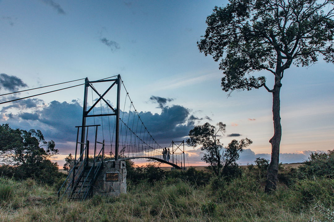 sunset view of the connecting bridge at Mara Plains Camp Kenya Masai Mara