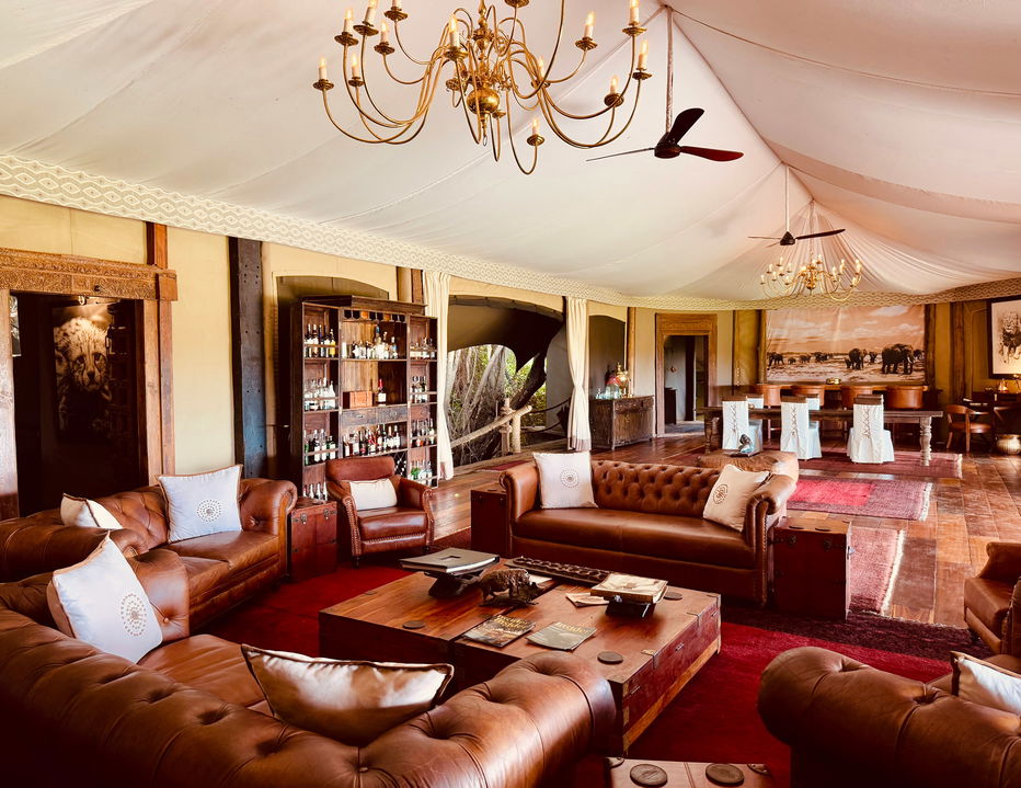 inside the lounge area of a suite at Mara Plains Camp Kenya Masai Mara