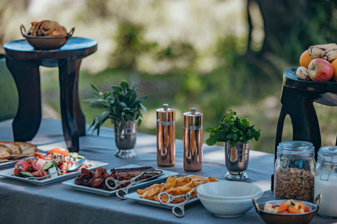 food prepped on a table of Mara Plains Camp Kenya Masai Mara