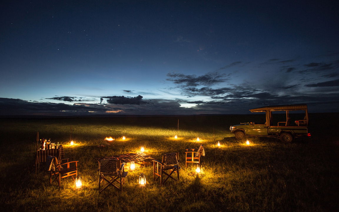 game drive vehicle ready for a night drive at Mara Plains Camp Kenya Masai Mara