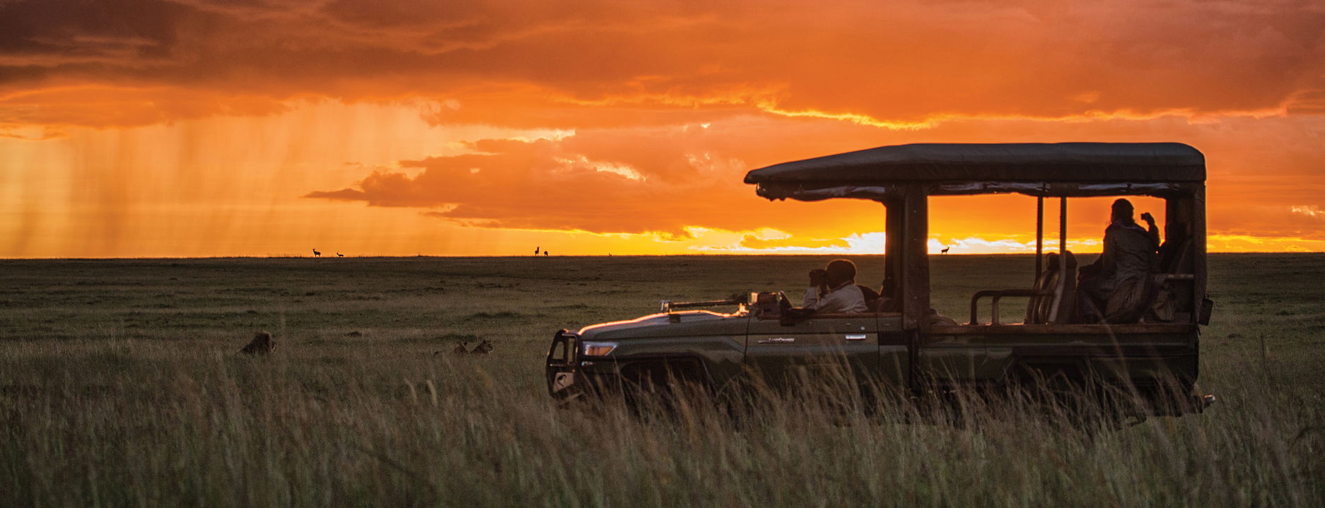 game drive on plains at sunset by Mara Plains Camp Kenya Masai Mara