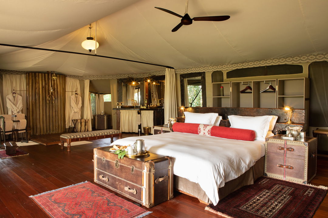 interior view of the bedroom of Jahazi suite at Mara Plains Camp Kenya Masai Mara