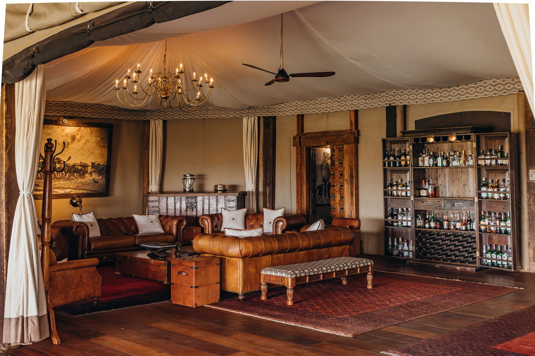 main lounge in the bar of Mara Plains Camp Kenya Masai Mara