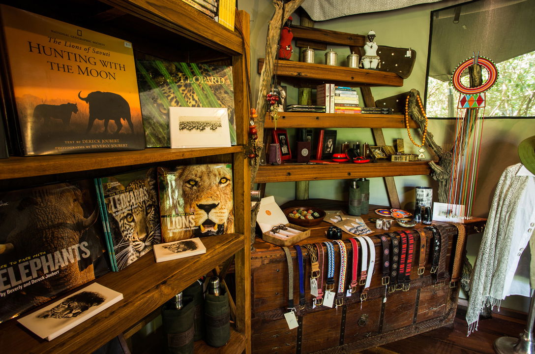 inside the safari shop boutique of Mara Plains Camp Kenya Masai Mara