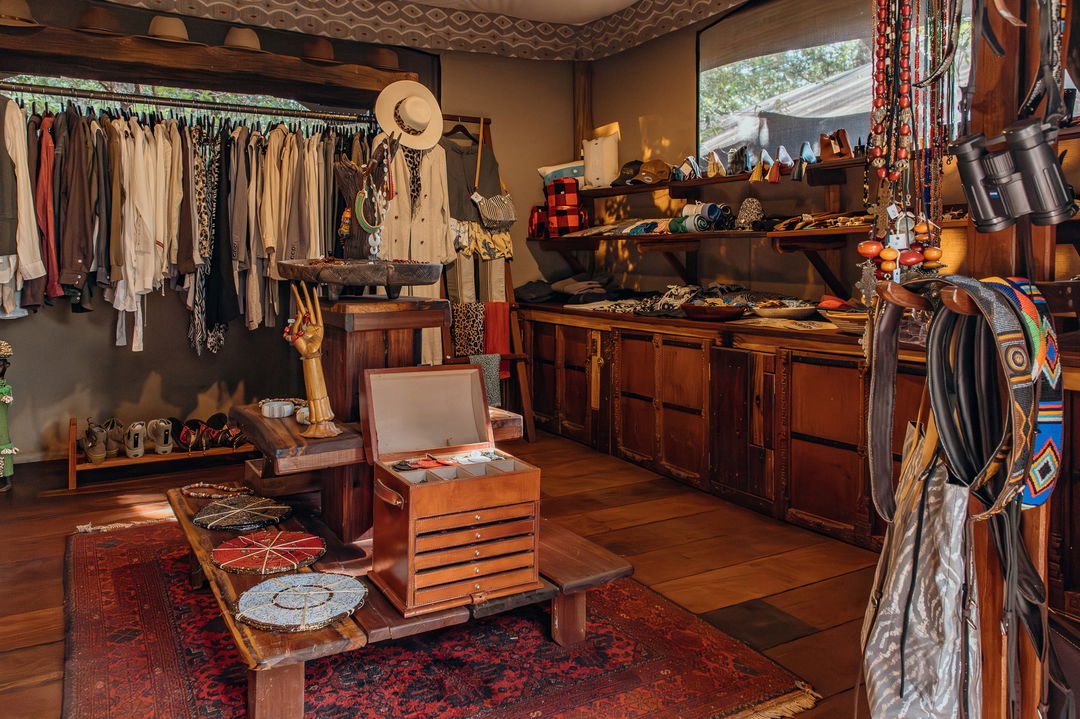 interior view of boutique shop at Mara Plains Camp Kenya Masai Mara