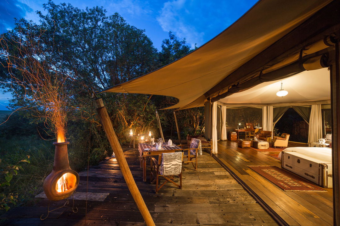 evening view of suite deck at Mara Plains Camp Kenya Masai Mara
