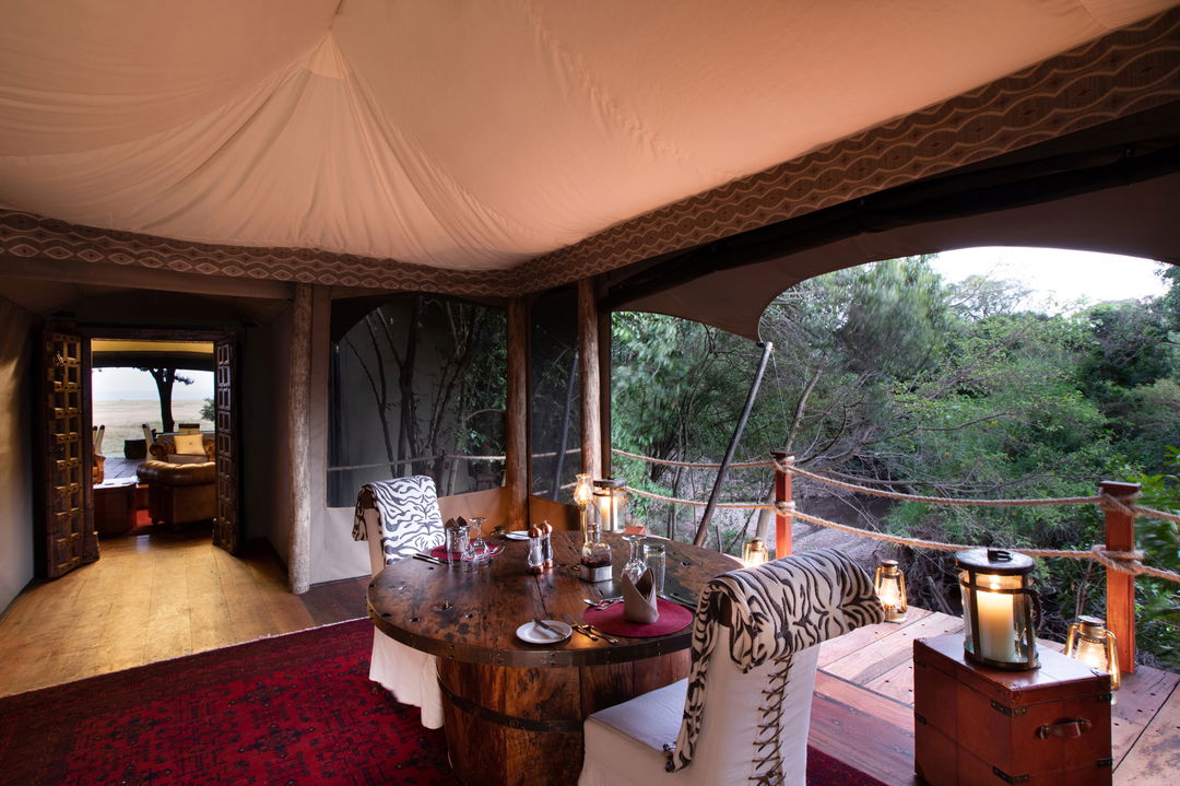 private dining setup in suite of Mara Plains Camp Kenya Masai Mara