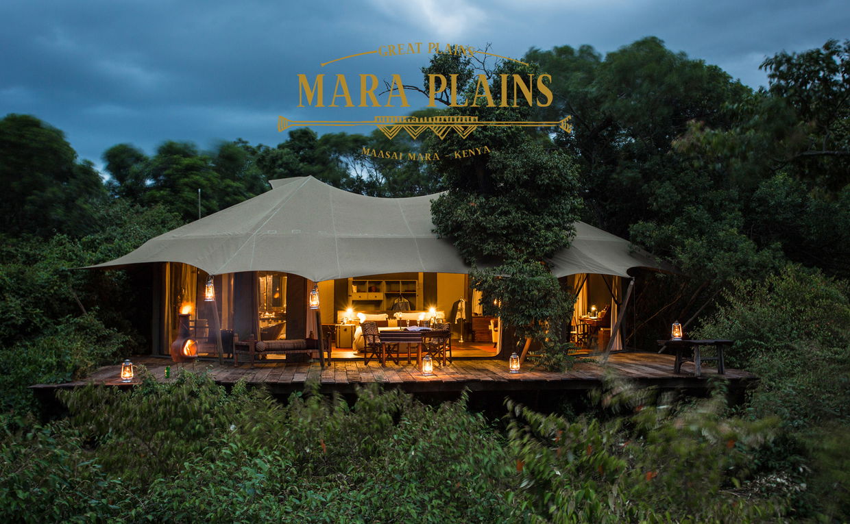 exterior view of a suite at Mara Plains Camp Kenya Masai Mara with logo overlay