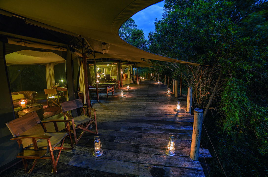 deck of family suite at sunset by Mara Plains Camps Kenya