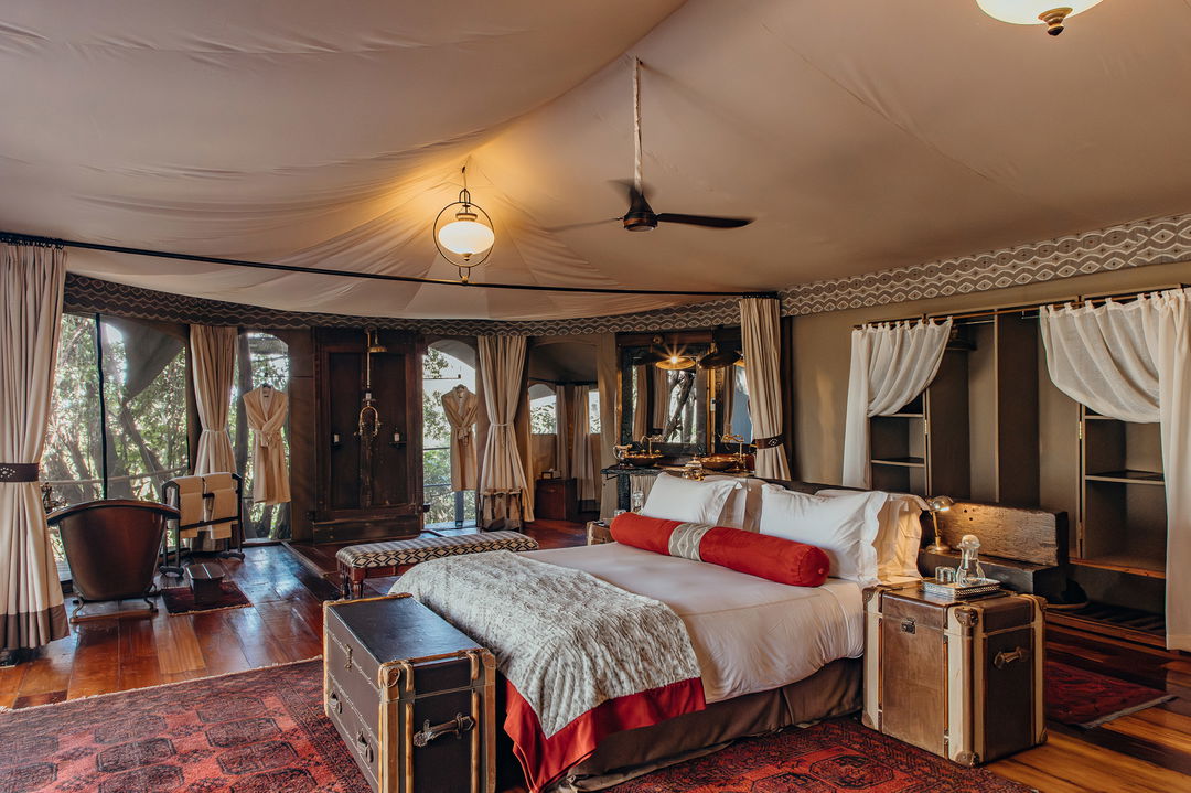 inside a bedroom of a suite at Mara Plains Camp Kenya Masai Mara