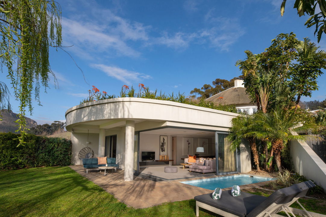 outside view of a suite with pool at Virgin Unlimited Mont Rochelle Luxury Hotel in Franshoek
