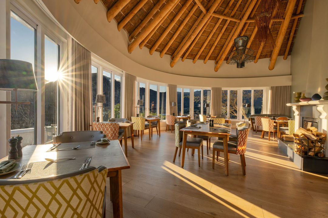 view of the main guest dining area of Mont Rochelle Wine Estate