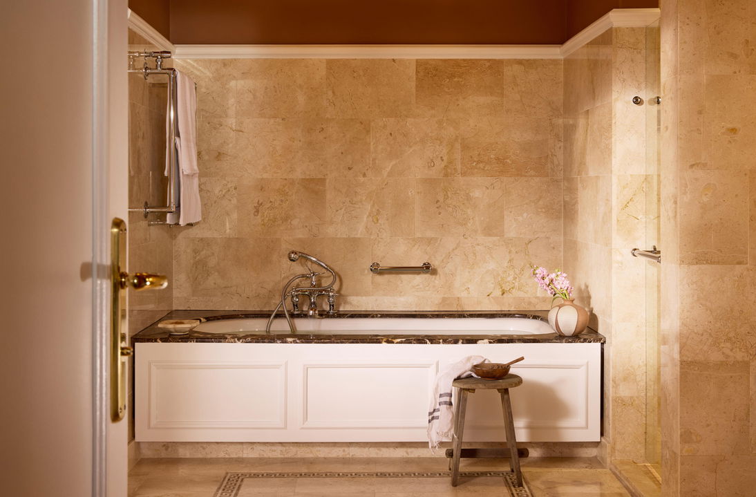 bath in bathroom of luxury suite at Mount Nelson hotel Cape Town