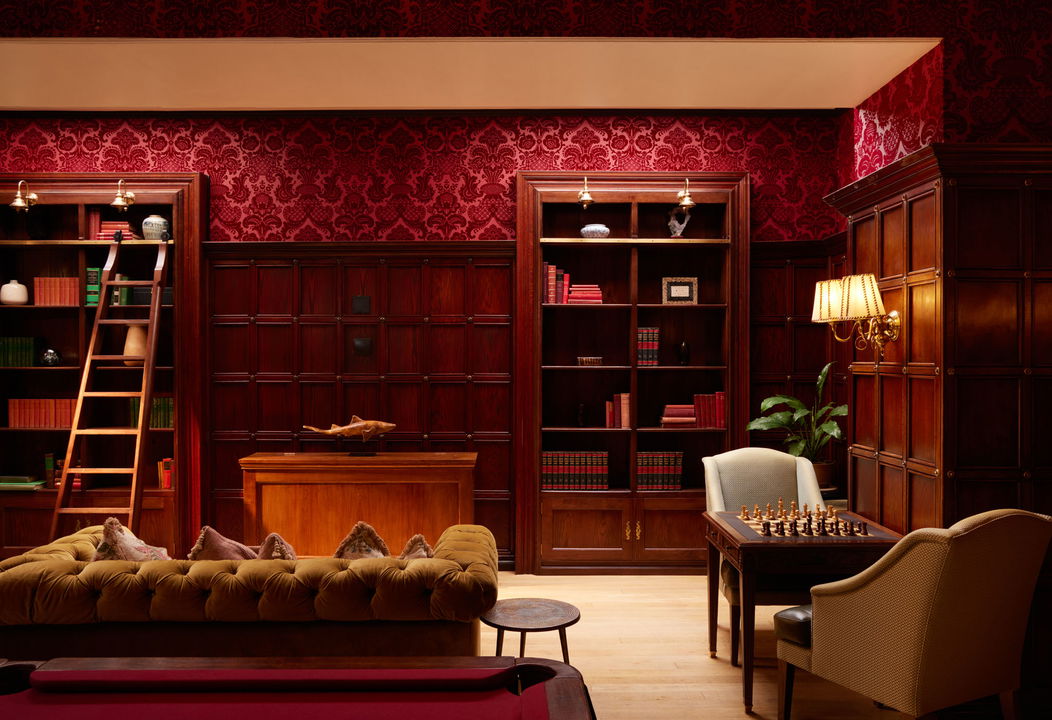 view of the library lounge at Mount Nelson hotel Cape Town