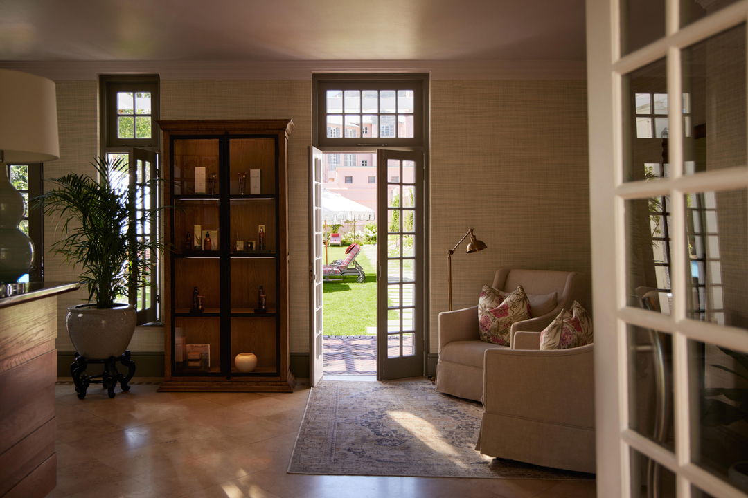 open front door to spa reception at Mount Nelson Hotel Cape Town showing entrance