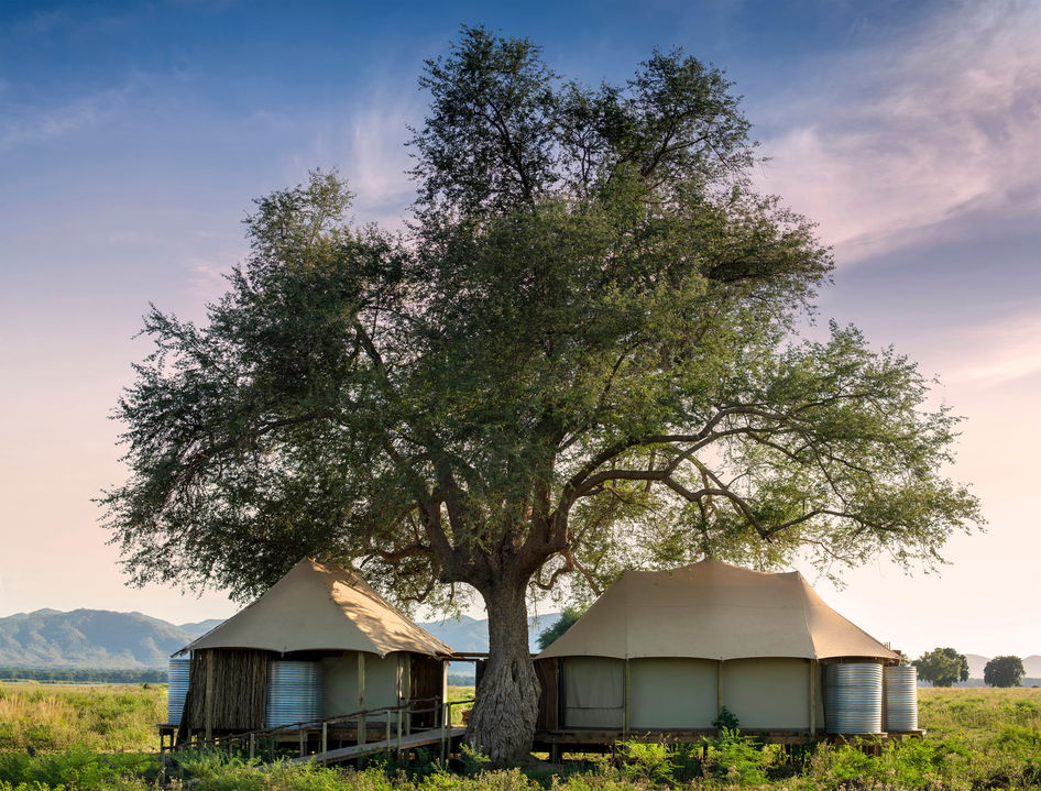 green water installations by family suites of Nyamatusi Mahogany Camp Mana Pools Zimbabwe 