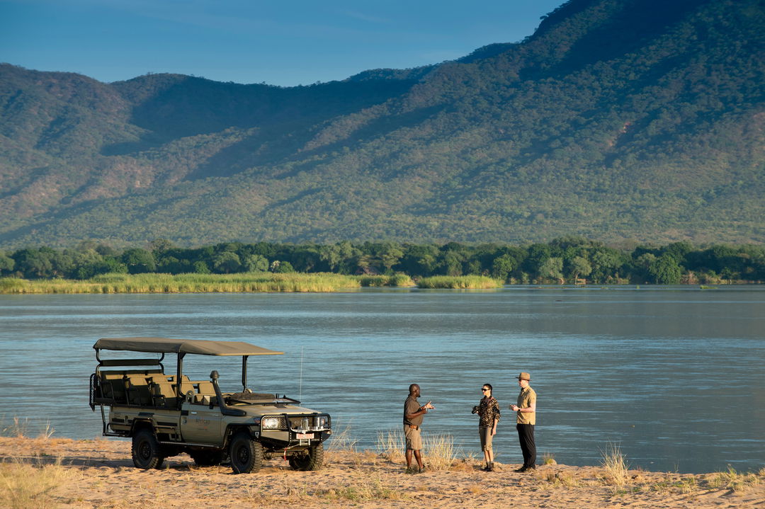 coffee break at river from game drive at Nyamatusi Camps Mana Pools Zimbabwe 