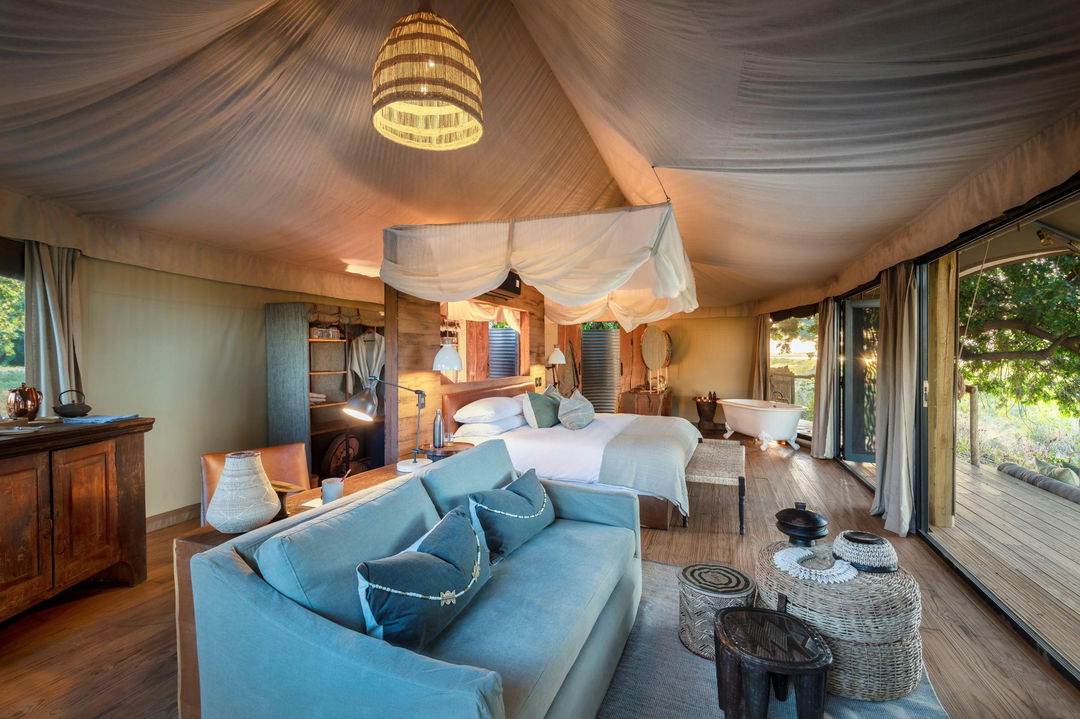 inside a bedroom of family suite at Nyamatusi Camps Mana Pools Zimbabwe 