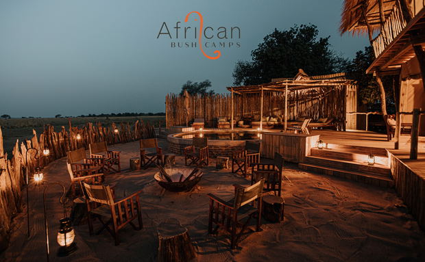Fireplace at dawn by Nyamatusi Camps Mana Pools Zimbabwe with logo overlay Fireplace at dawn by Nyamatusi Camps Mana Pools Zimbabwe with logo overlay