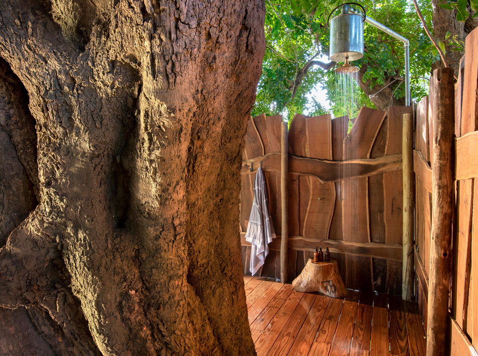 view of outside showers at Nyamatusi Camps Mana Pools Zimbabwe 