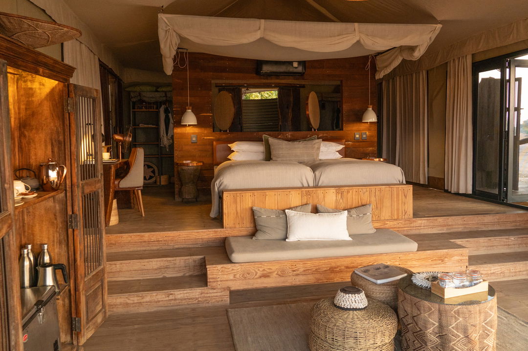 bedroom inside view of a suite by Nyamatusi Camps Mana Pools Zimbabwe 