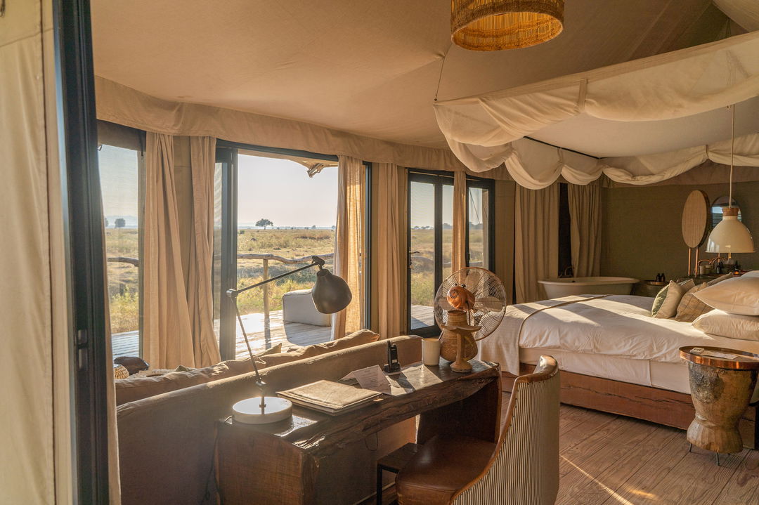 writing station inside a bedroom of suite at Nyamatusi Camps Mana Pools Zimbabwe 