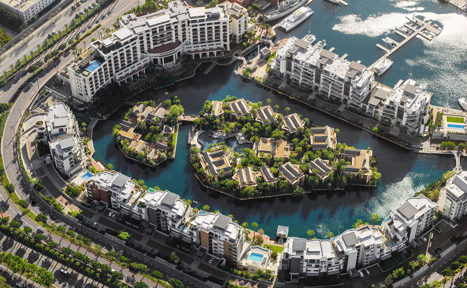 aerial view of the one&only hotel complex waterfront cape town