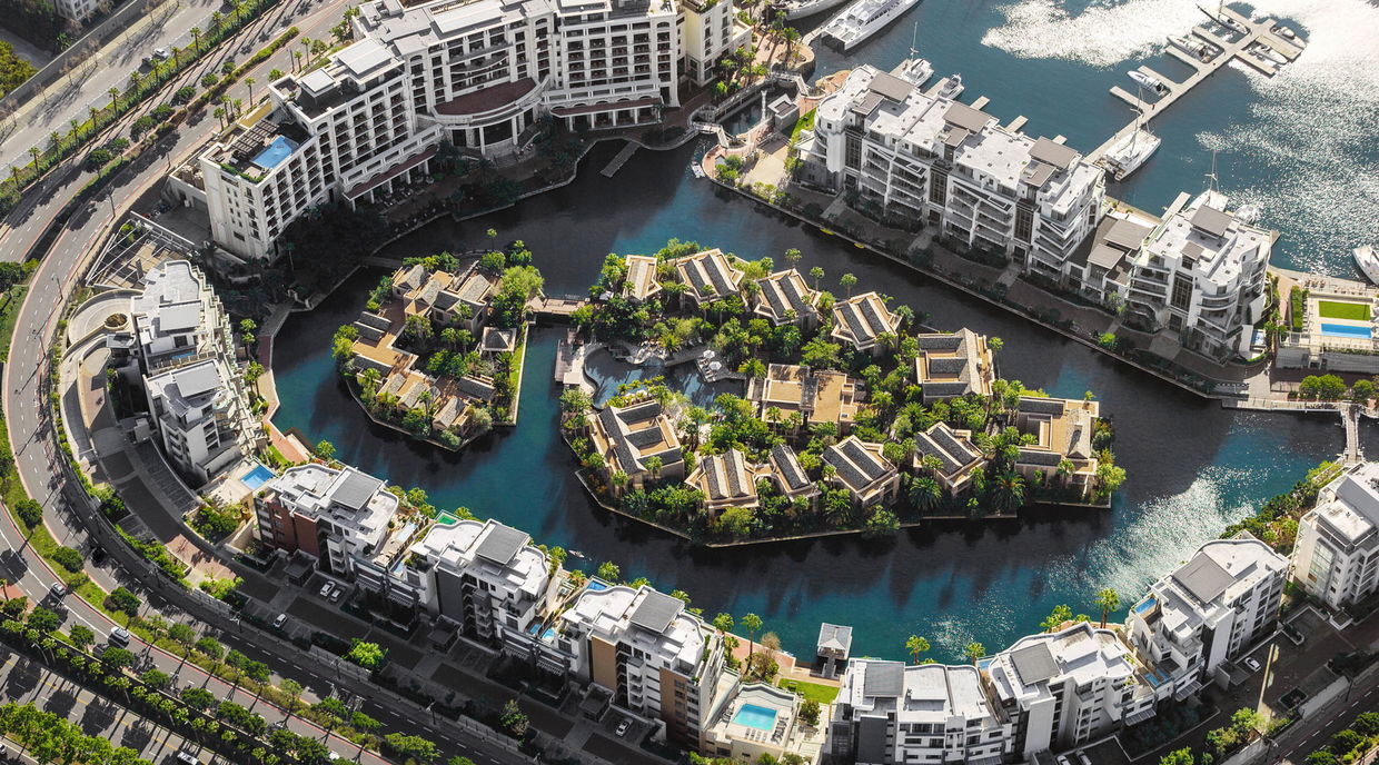 aerial view of the one&only hotel complex waterfront cape town