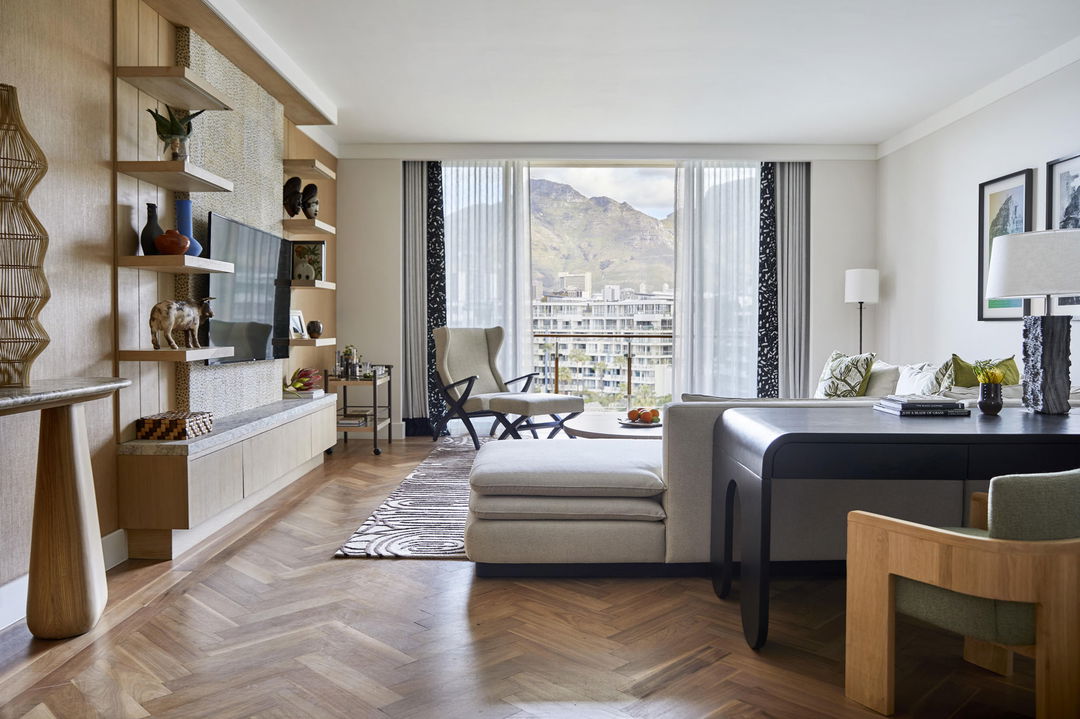 room view with balcony outlooking mountain at One&Only Resort Waterfront Cape Town