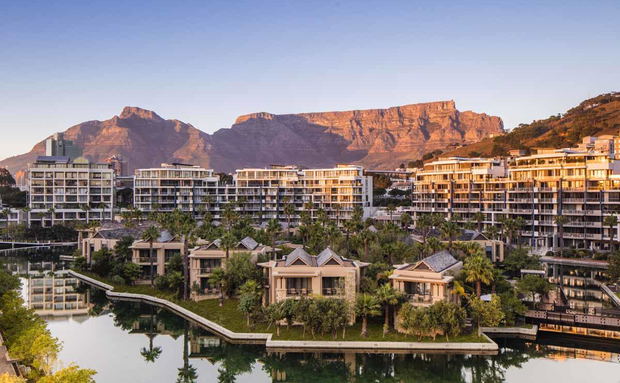 exterior sunset view of resort from above at One&Only Resort Waterfront Cape Town exterior sunset view of resort from above at One&Only Resort Waterfront Cape Town