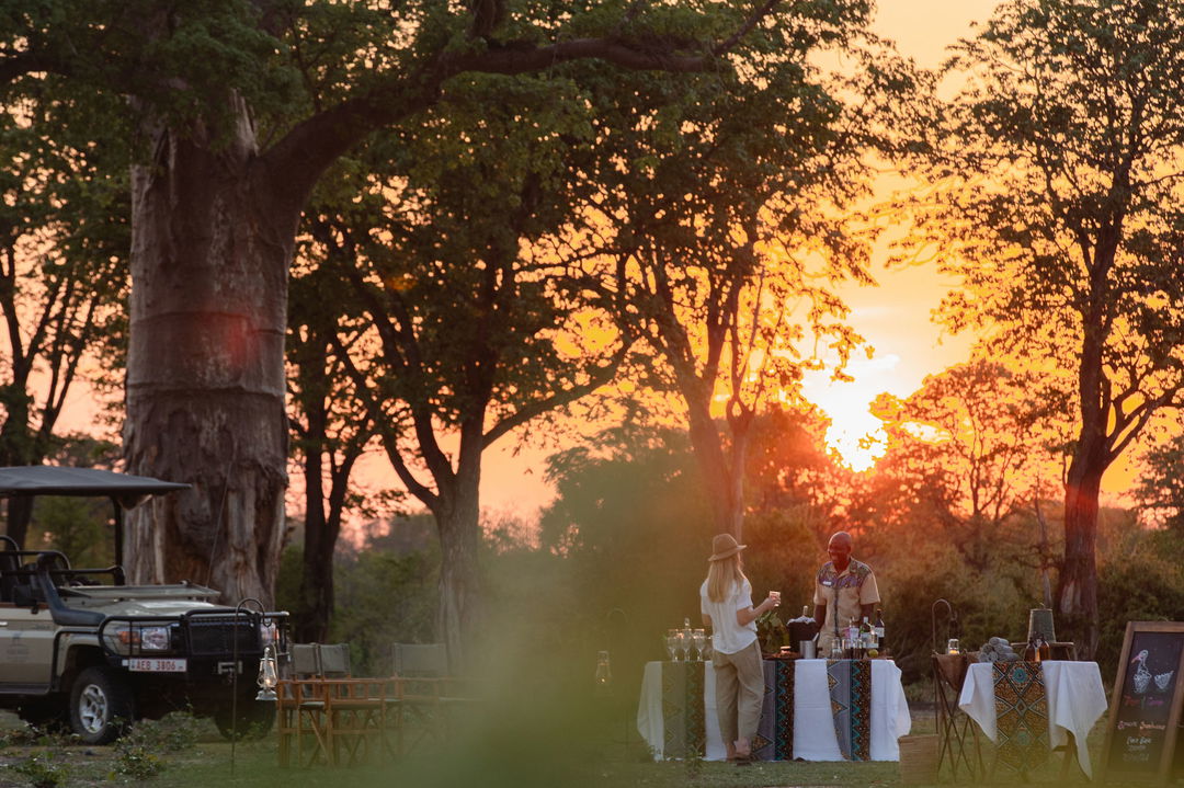 sundowners under a big tree on a game drive of Puku Ridge Camp Zambia Luangwa Plains