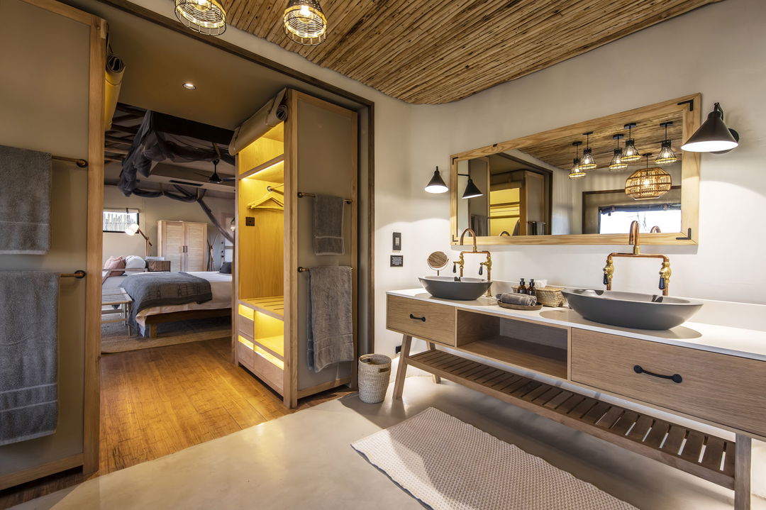 another angle of bathroom of villa at Puku Ridge Camp Zambia