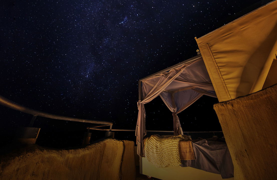 starbed at night with vivid stellar constellations at Puku Ridge Camp Zambia Luangwa Plains
