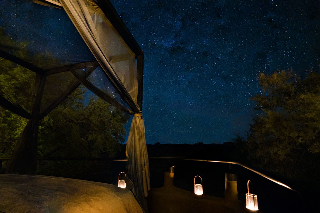 starbed at night with stellar constellations at Puku Ridge Camp Zambia Luangwa Plains