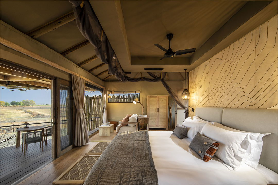 bedroom view of the villa at Puku Ridge Camp Zambia Luangwa Plains