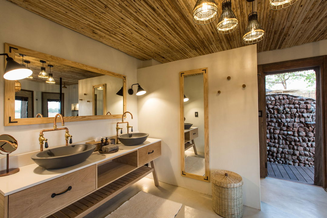 batroom view of suite at Puku Ridge Camp Zambia